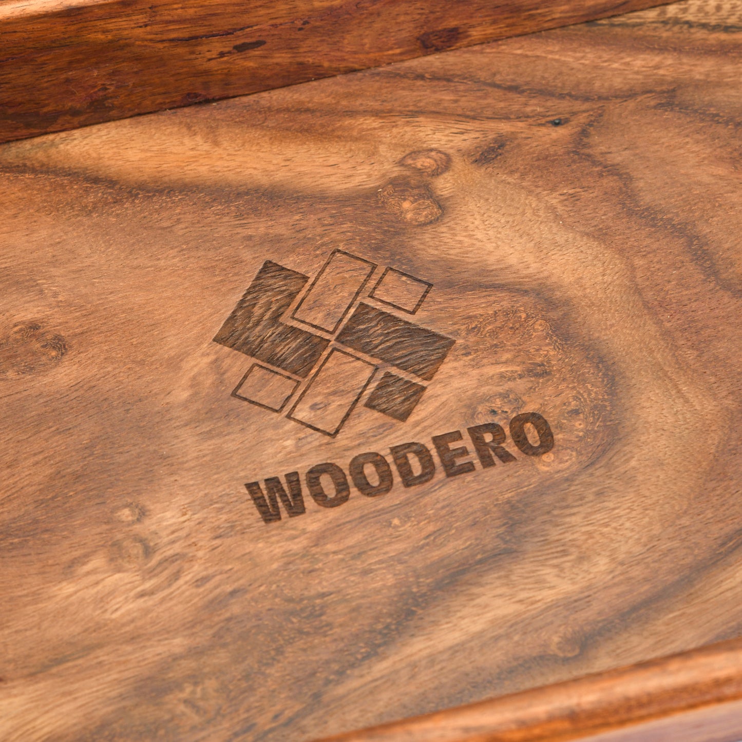 Handcrafted Premium Mahogany Finish Wooden Coffee Tray