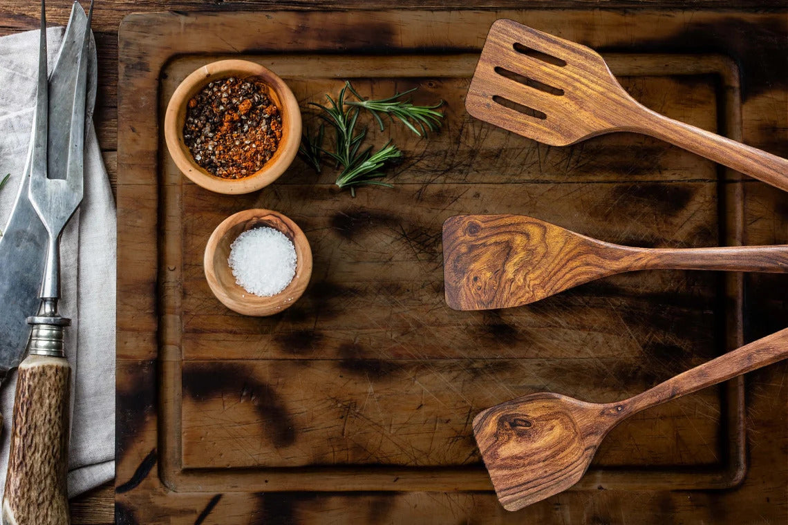 Rosewood Kitchen Utensil Set with Holder, 7-Piece Wooden Spoon Set 100% Toxic Free for kitchenware Wood Utensils for Kitchen Gift for her