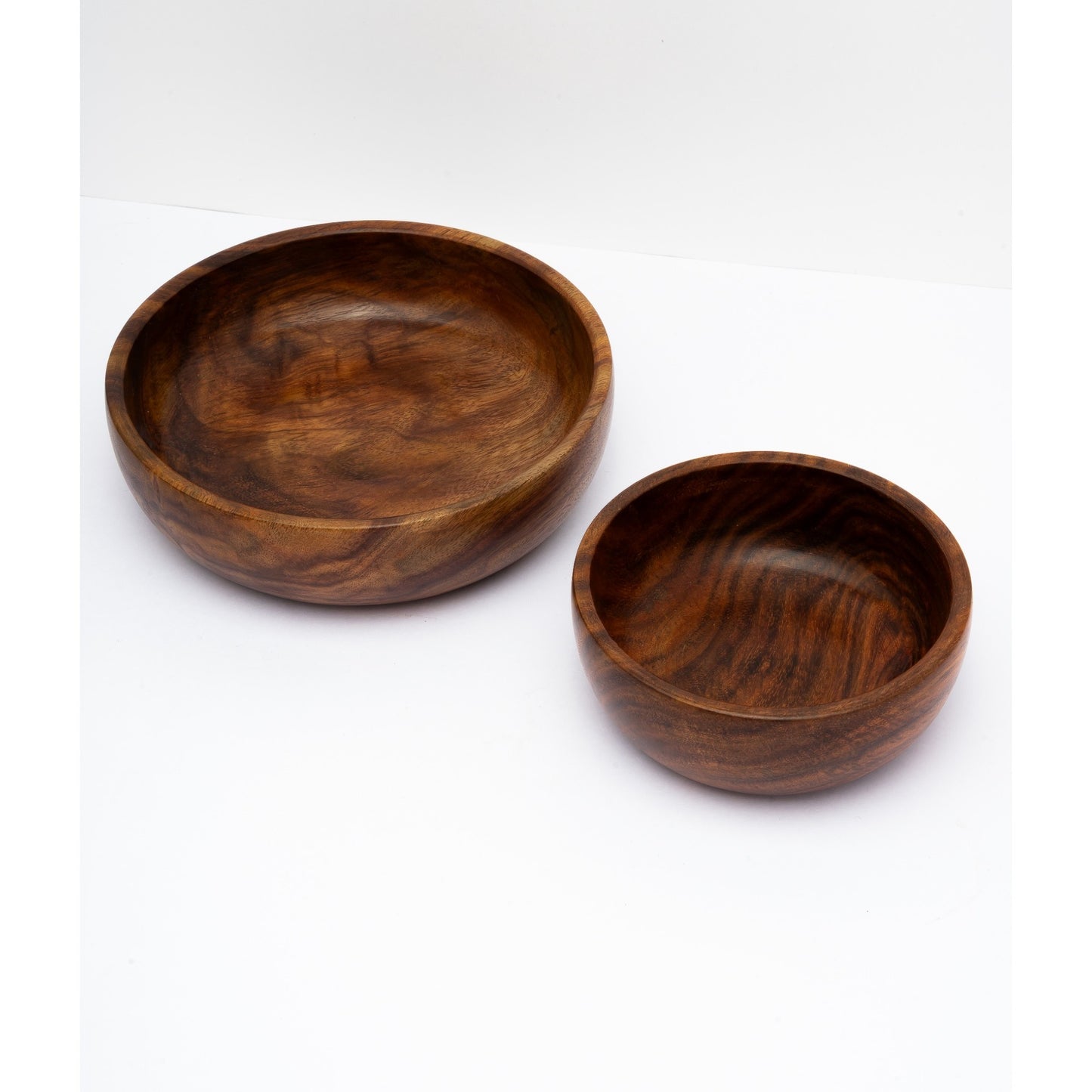 Handcrafted Acacia Wood Bowl Set of 2 – Natural Serving & Snack Bowls