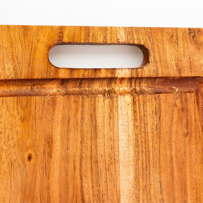 Acacia Wood Cutting Board with Juice Groove & Handle – Wooden Chopping Board