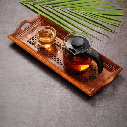 Handcrafted Sheesham Wood With Brass Work Serving Tray Table Decor (Combo of Tiple Product Set)
