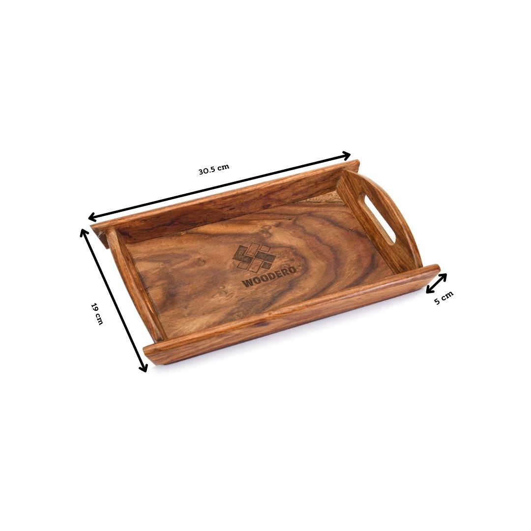 Handcrafted Premium Mahogany Finish Wooden Coffee Tray (Combo of Tiple Product Set-Small, Medium & Large Size)