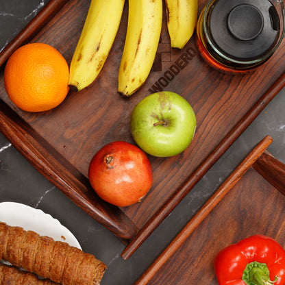 Handcrafted Premium Mahogany Finish Wooden Coffee Tray (Combo of Tiple Product Set)