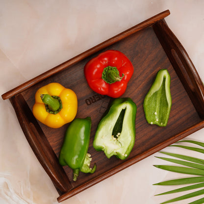 Handcrafted Premium Mahogany Finish Wooden Coffee Tray