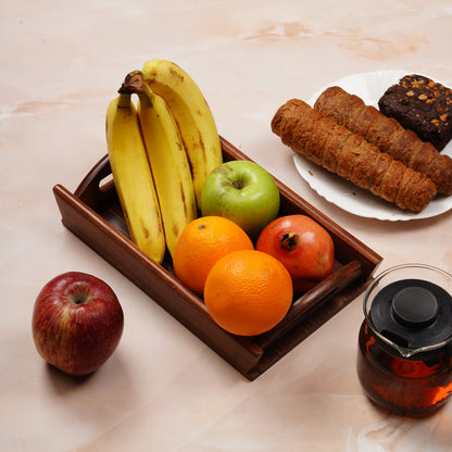 Handcrafted Premium Mahogany Finish Wooden Coffee Tray