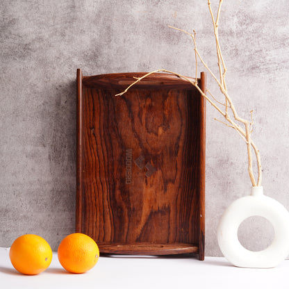 Handcrafted Premium Mahogany Finish Wooden Coffee Tray