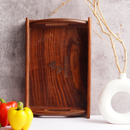 Handcrafted Premium Mahogany Finish Wooden Coffee Tray
