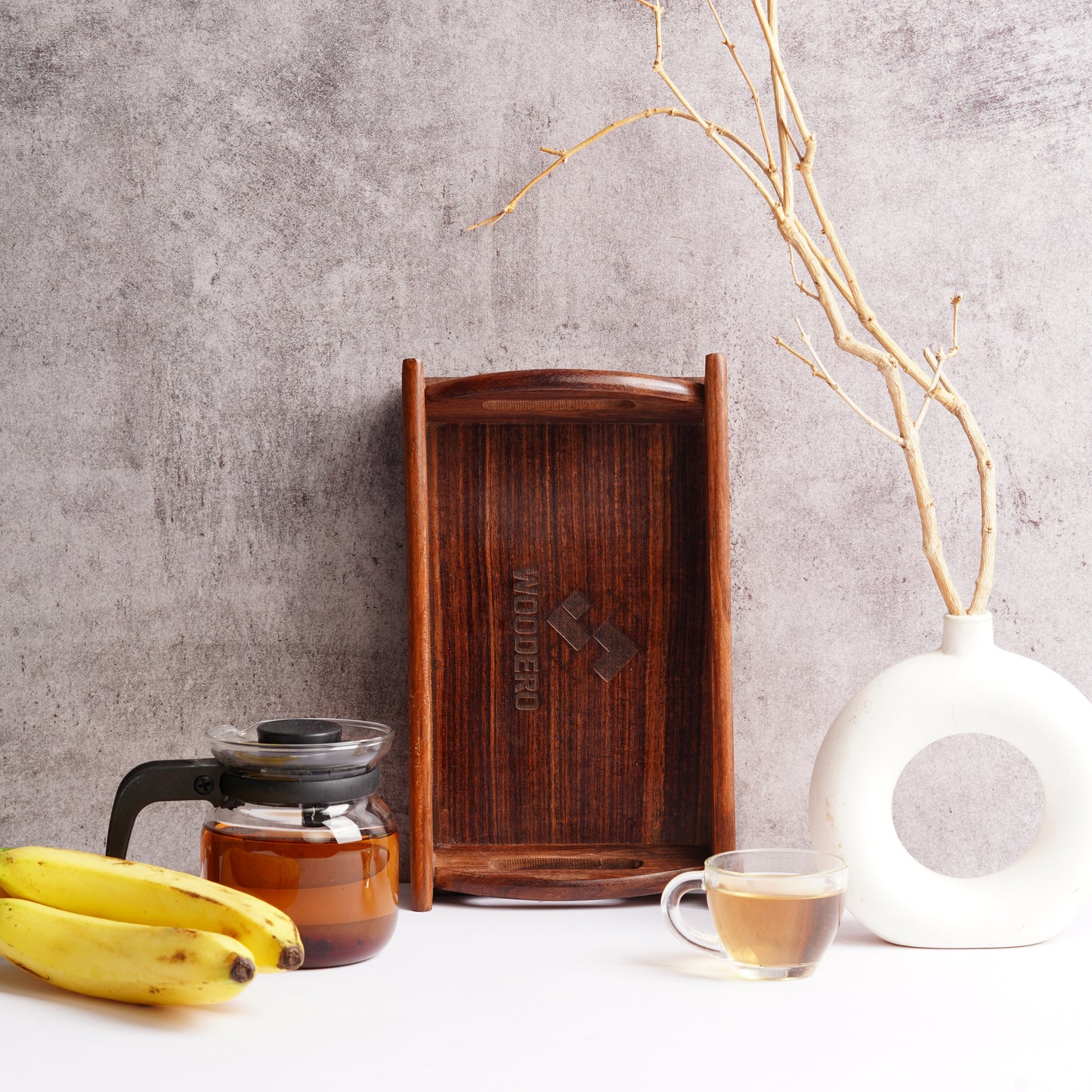 Handcrafted Premium Mahogany Finish Wooden Coffee Tray