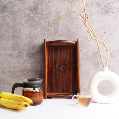Handcrafted Premium Mahogany Finish Wooden Coffee Tray