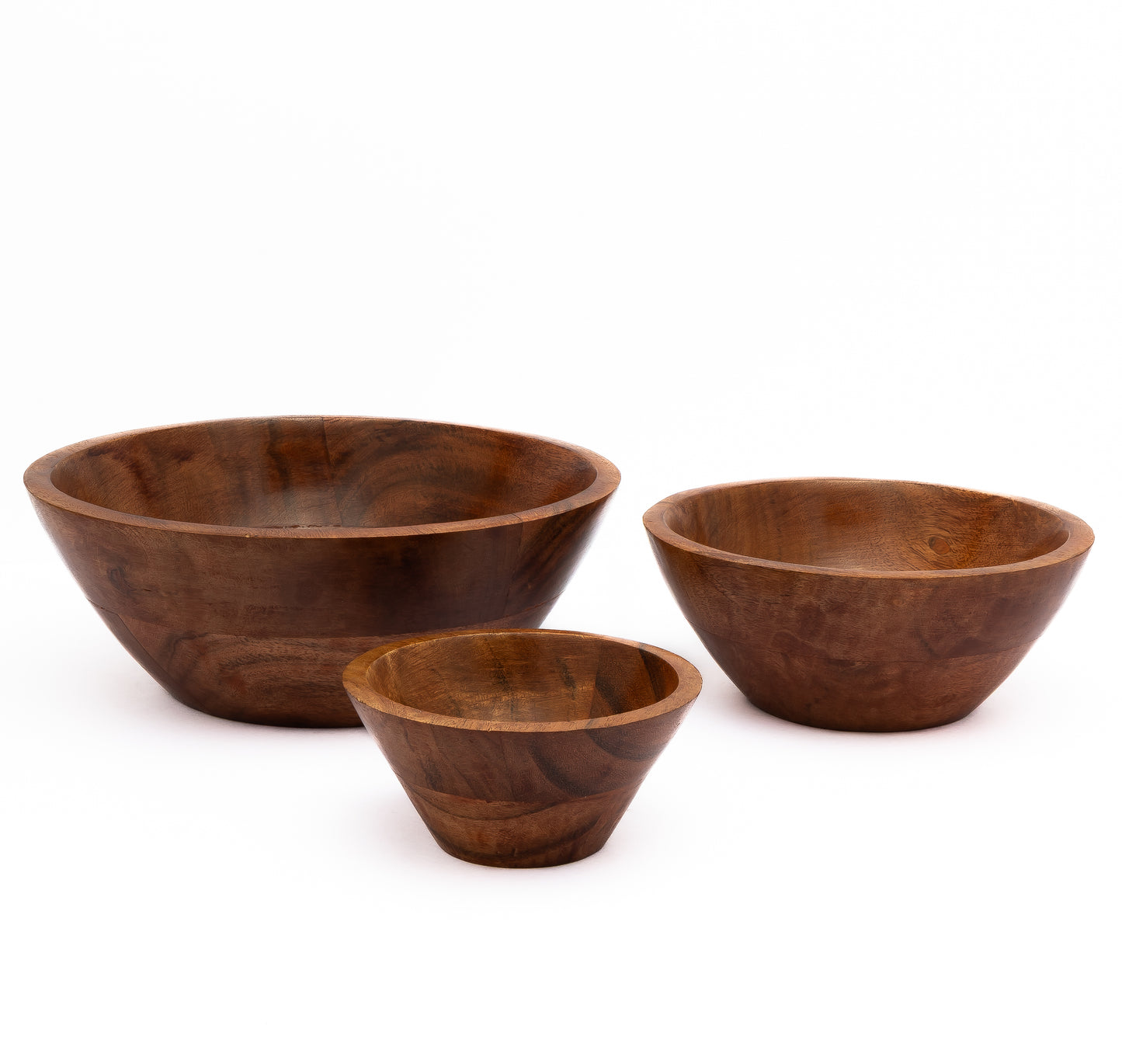 Acacia Wood Bowl Set of 3 – Handcrafted Wooden Serving Bowls (Small, Medium, Large)