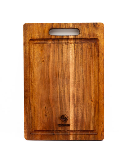 Acacia Wood Cutting Board with Juice Groove & Handle – Wooden Chopping Board