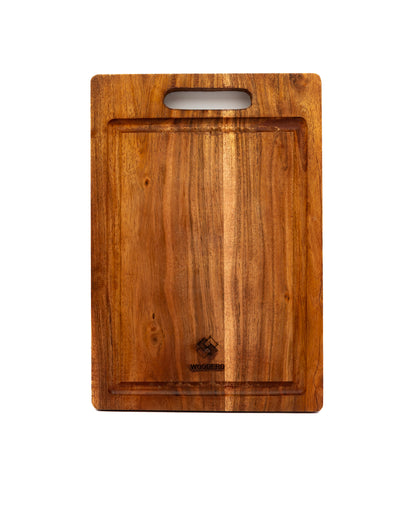 Acacia Wood Cutting Board with Juice Groove & Handle – Wooden Chopping Board
