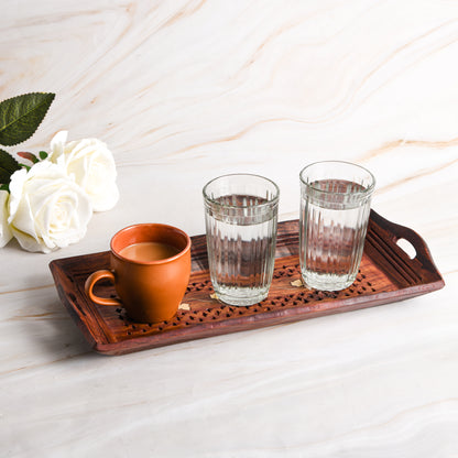 Handcrafted Sheesham Wood With Brass Work Serving Tray Table Decor (Combo of Tiple Product Set)